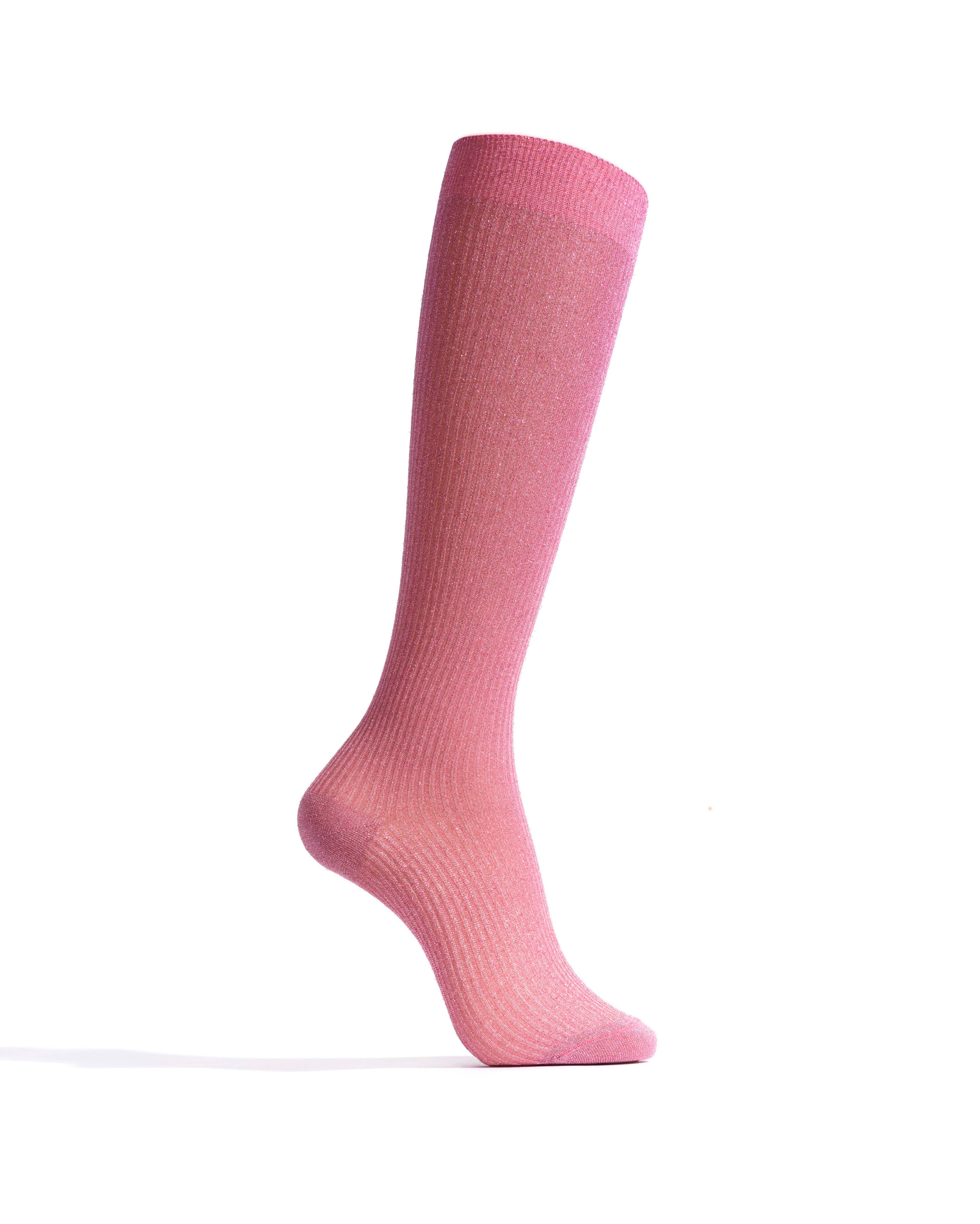 Noa mid calf glitter socks 52% nylon 48% polyester Burned rose