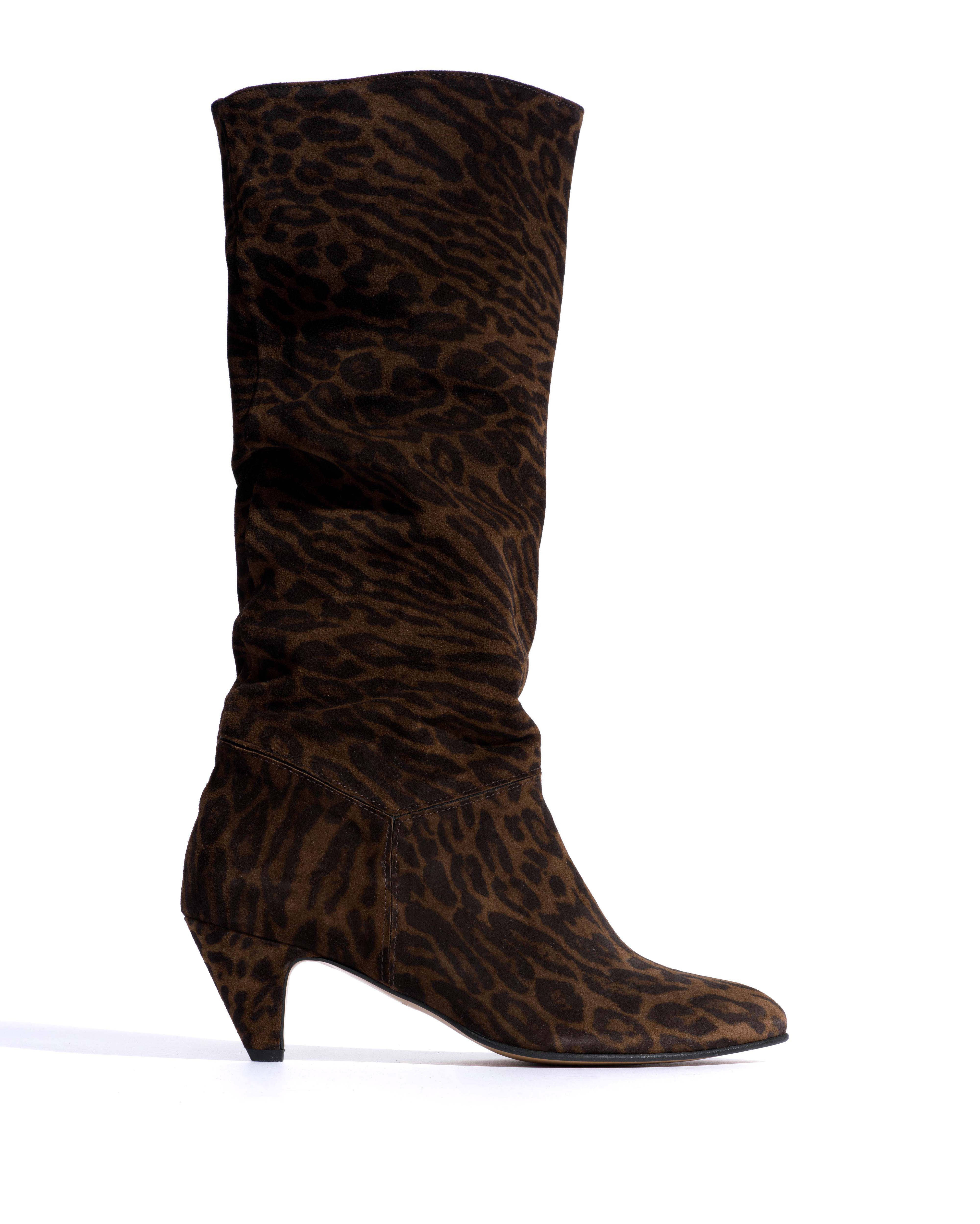 Jasmina 50 stiletto Calf suede print & sleek leather Jaguar & black