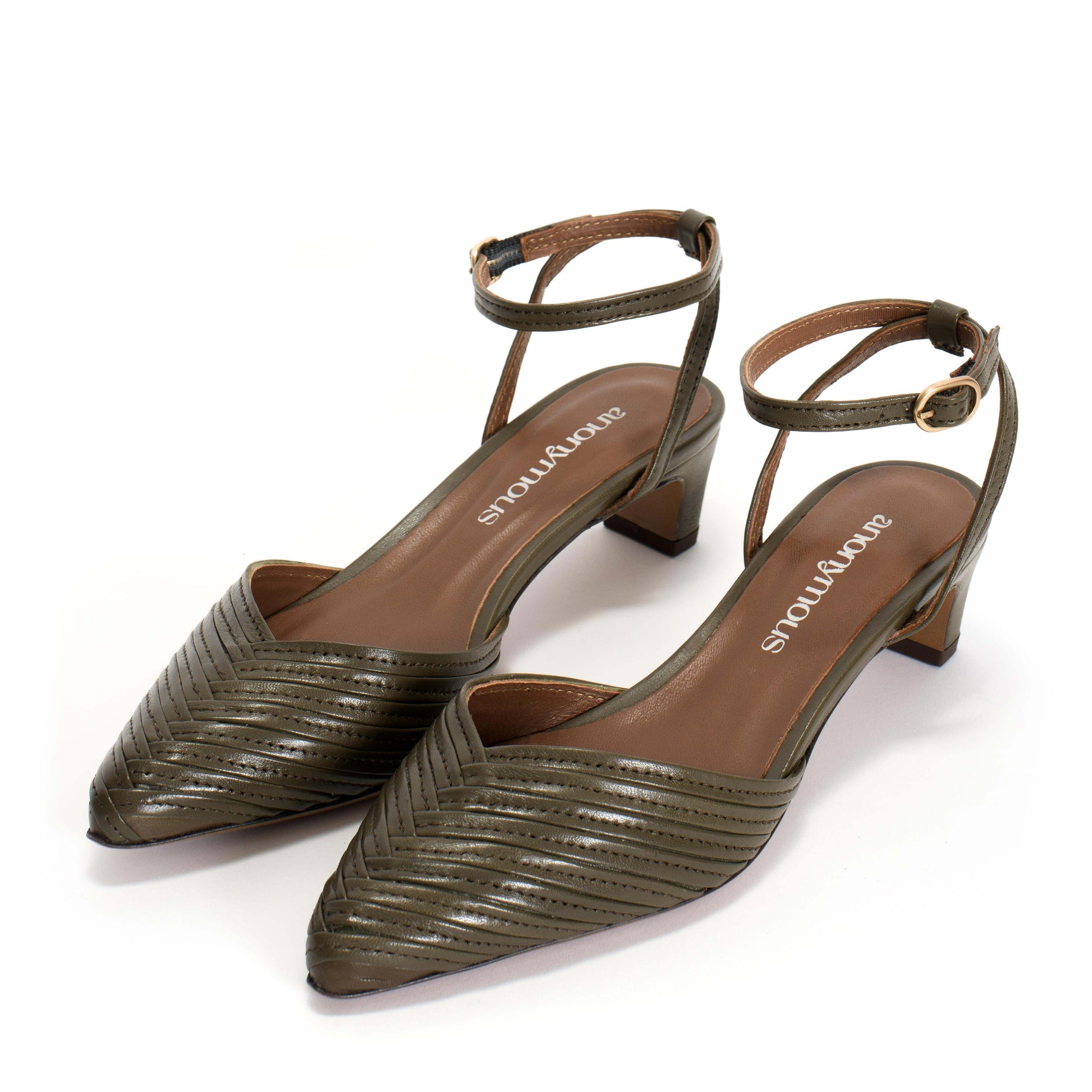 Olive green kitten heels hotsell