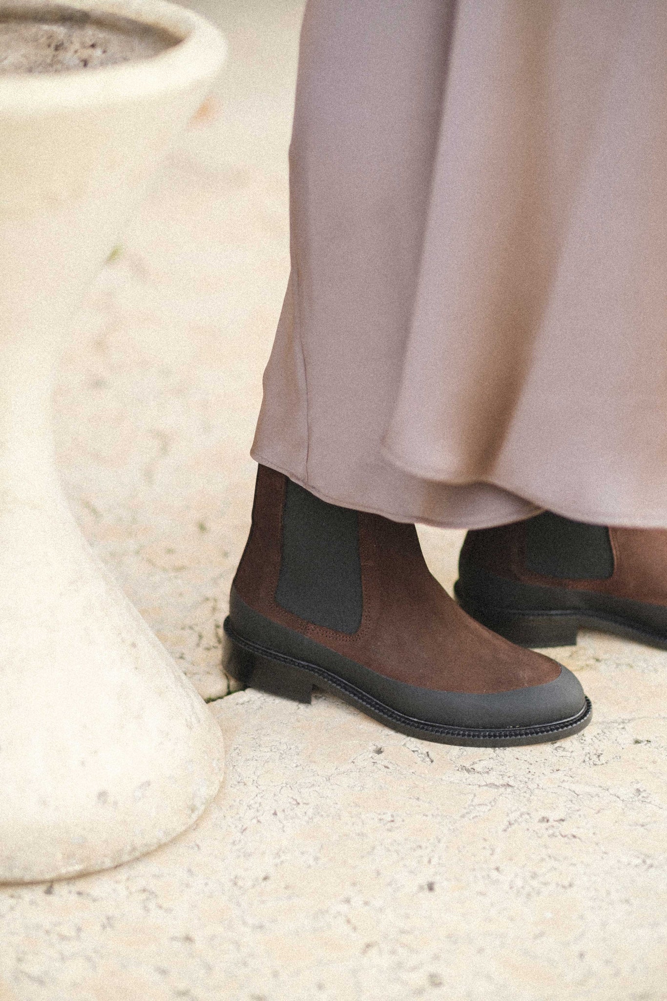 Larie rubber trim calf nubuck Coffee brown - Anonymous Copenhagen