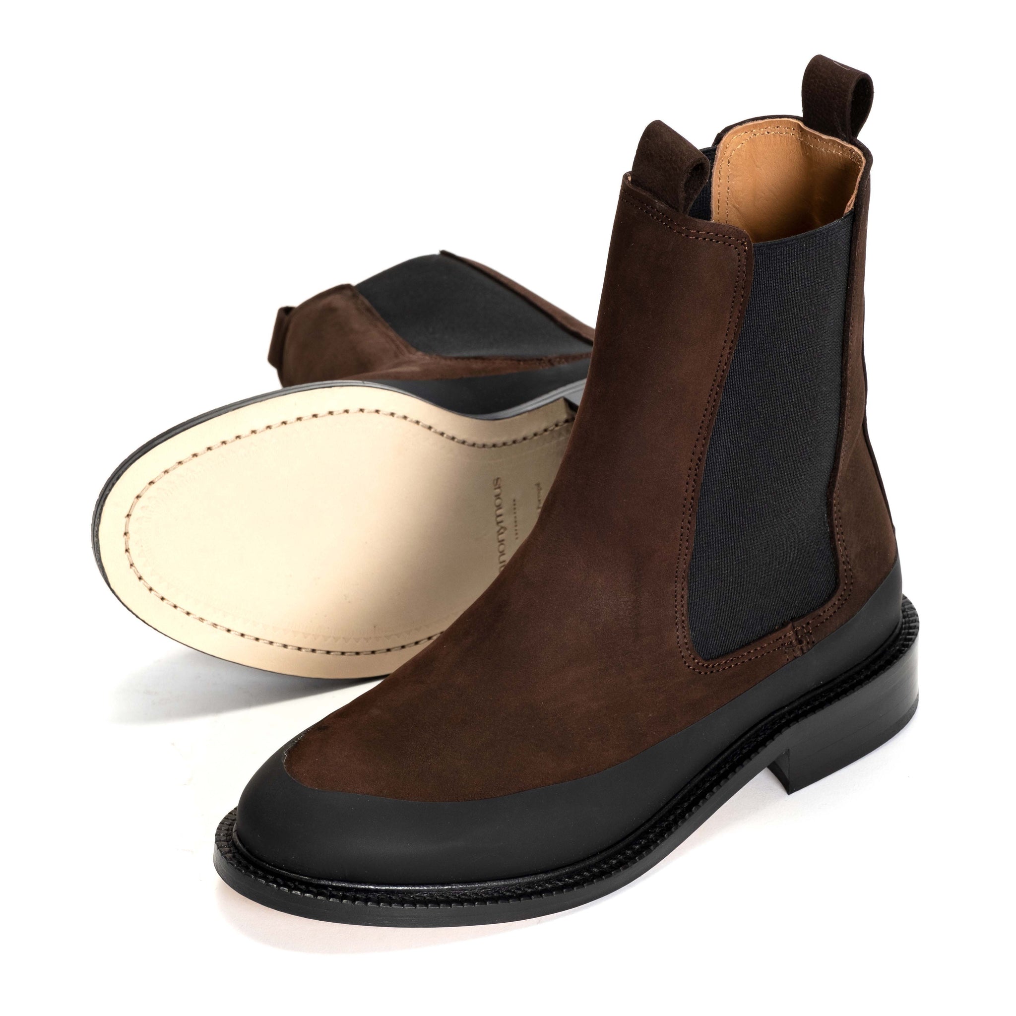Larie rubber trim calf nubuck Coffee brown - Anonymous Copenhagen
