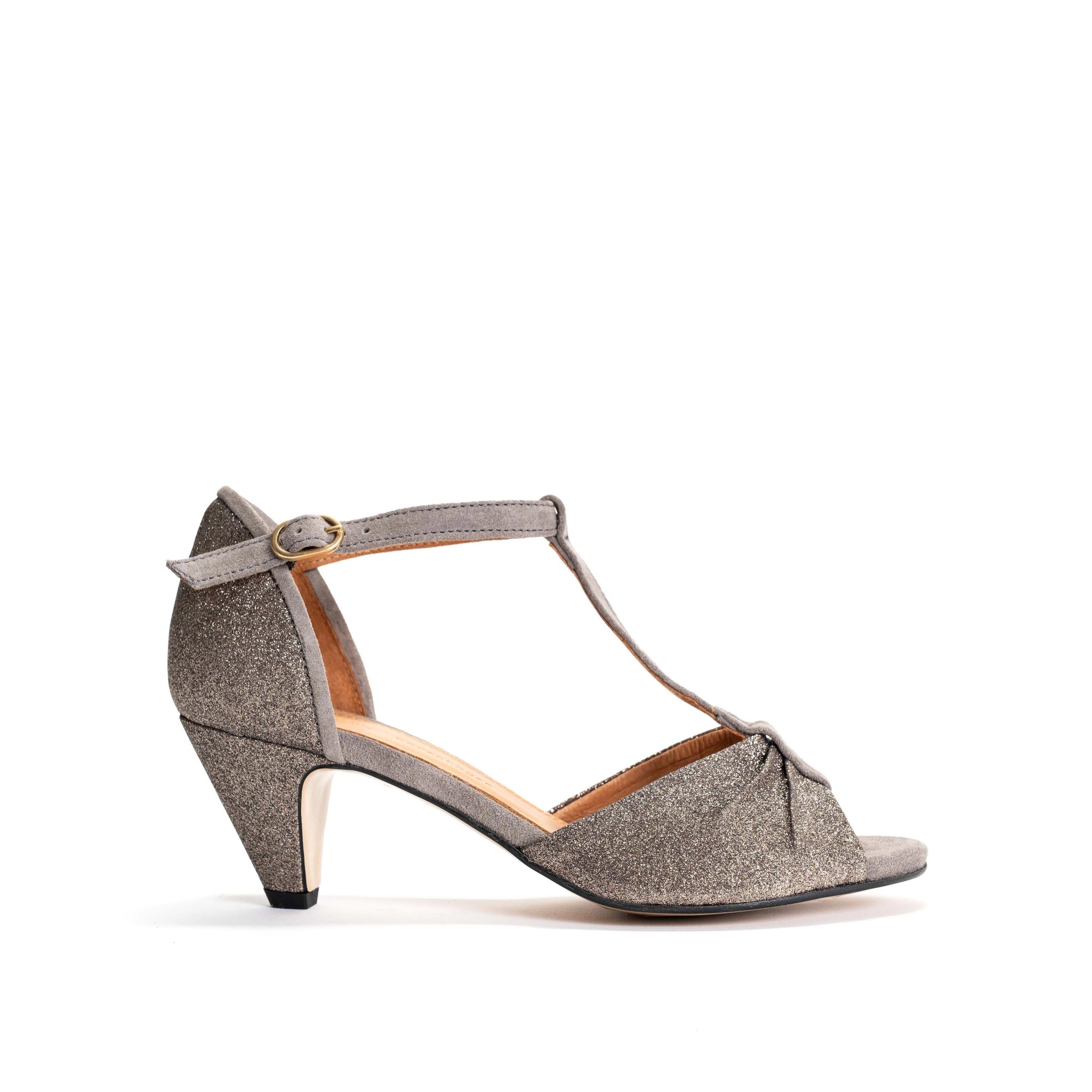 Linette 50 Fine glitter & leather Asphalt grey Platinum - Anonymous Copenhagen