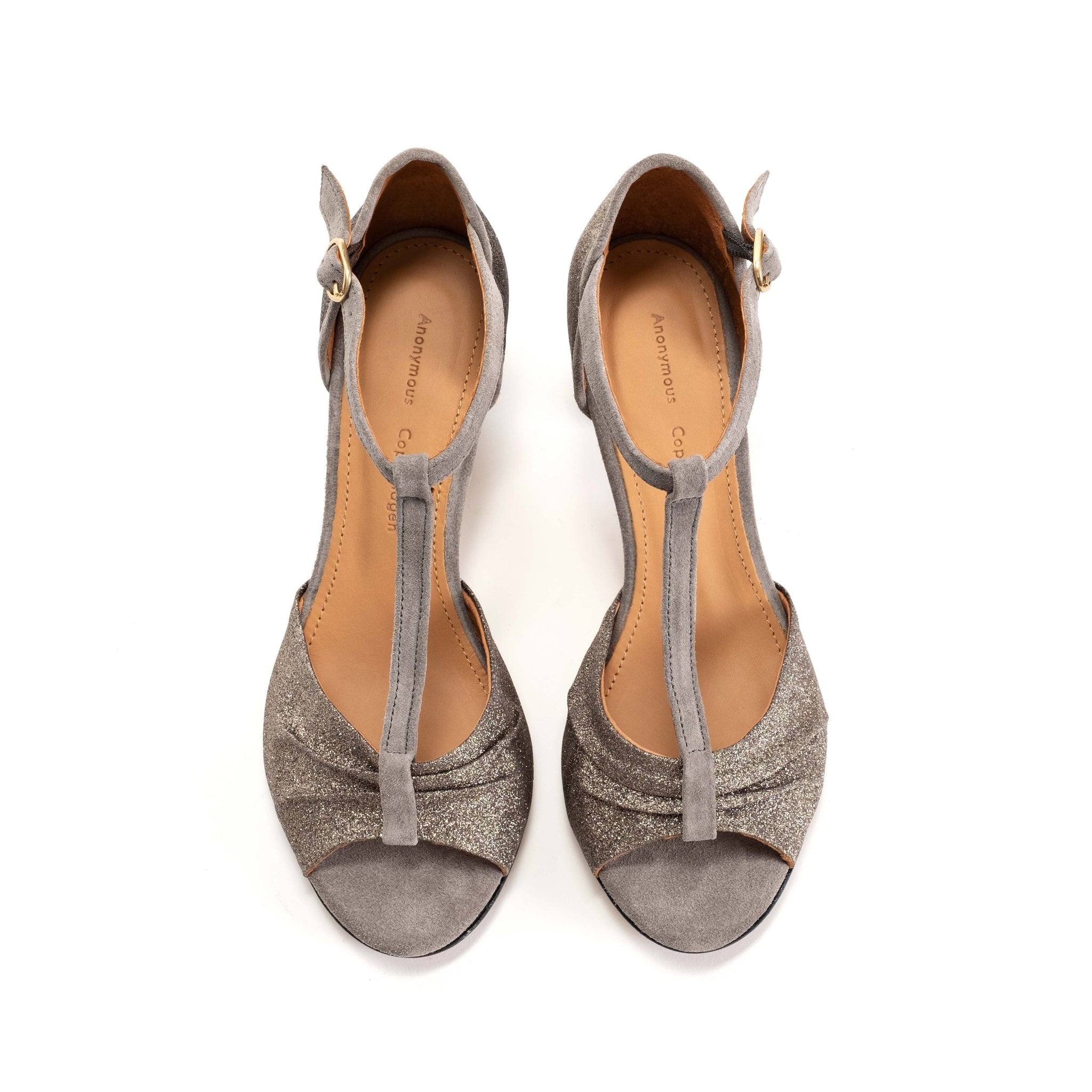 Linette 50 Fine glitter & leather Asphalt grey Platinum - Anonymous Copenhagen
