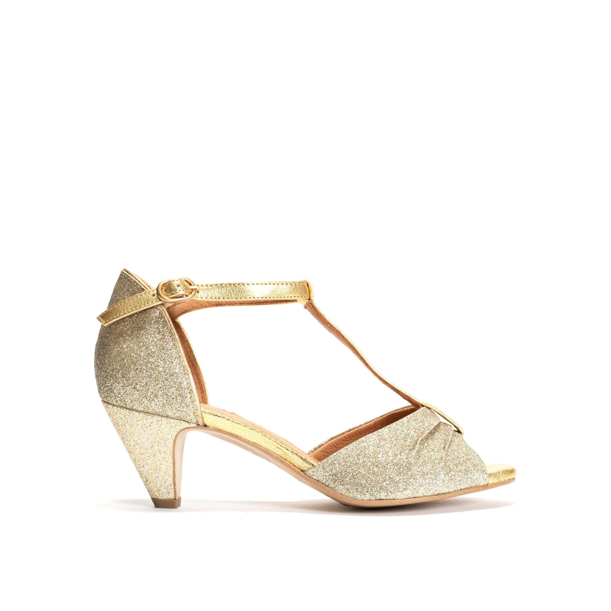 Linette 50 Fine glitter & leather Gold Champagne - Anonymous Copenhagen