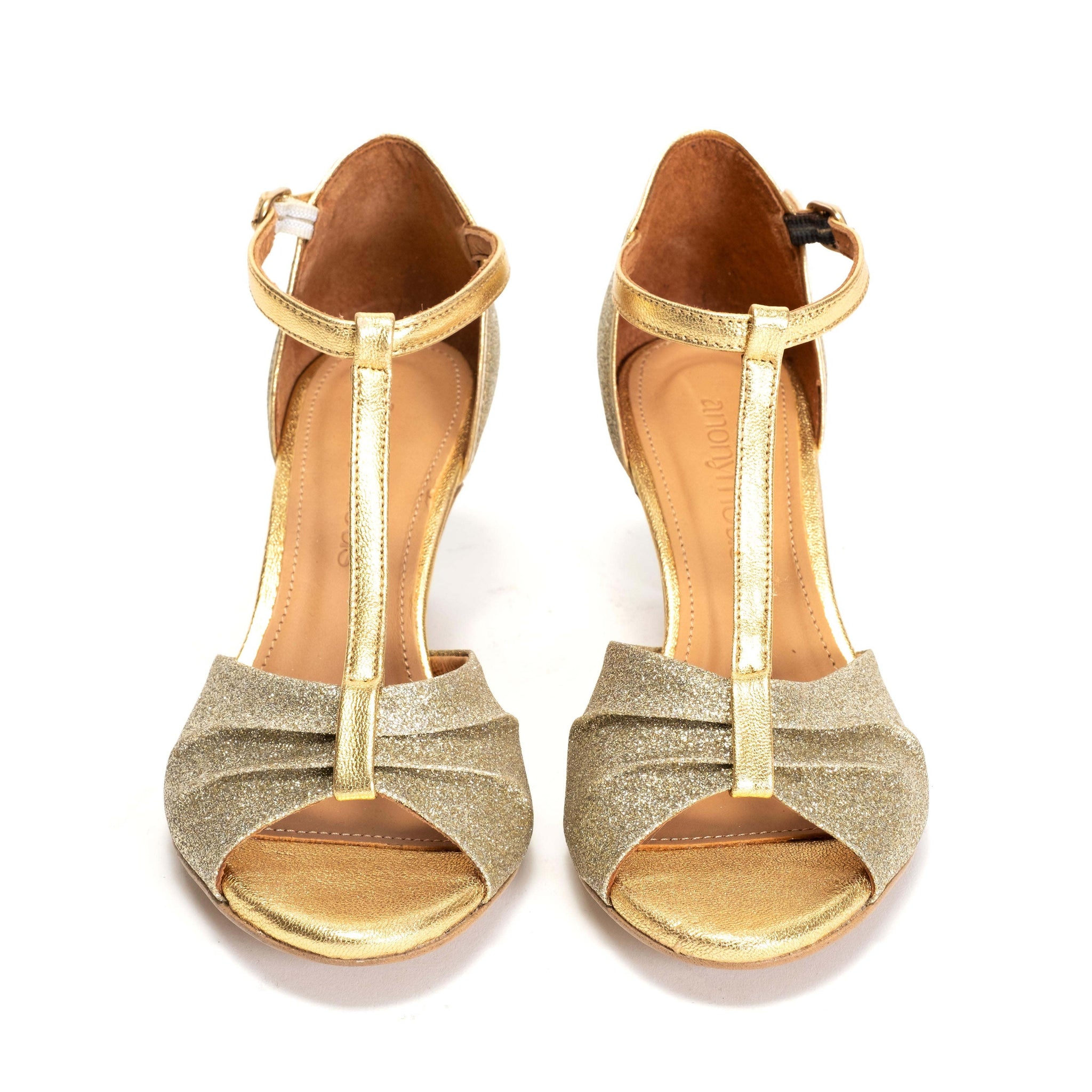 Linette 50 Fine glitter & leather Gold Champagne - Anonymous Copenhagen