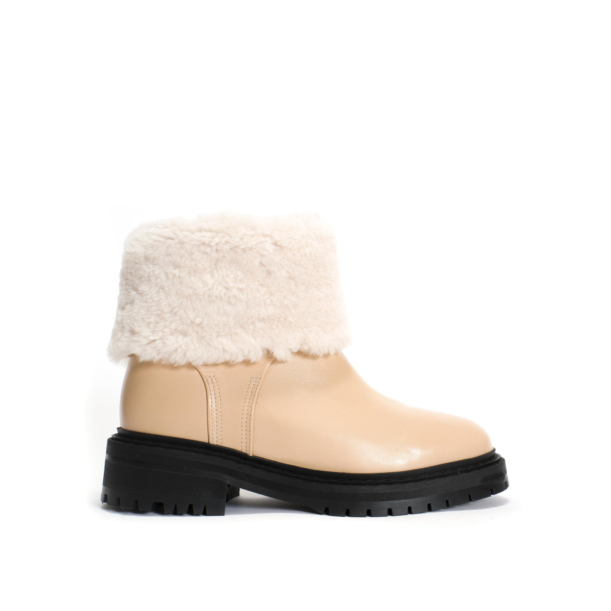 Kallie lamb fur Calf nappa Biskit beige - Anonymous Copenhagen